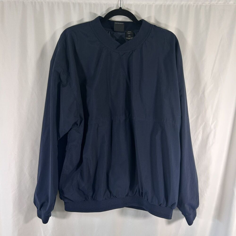 USA Olympic Jacket Men's Large Navy Blue Long Sleeve Crew Neck Pockets Nylon